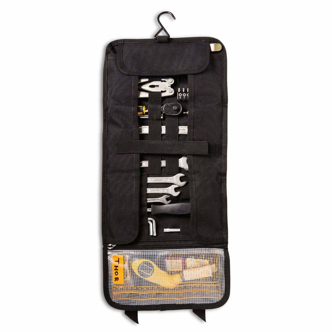 Compact Mjölnir Tool Roll motorcycle tool organizer with MOLLE webbing; motorcycle tool roll