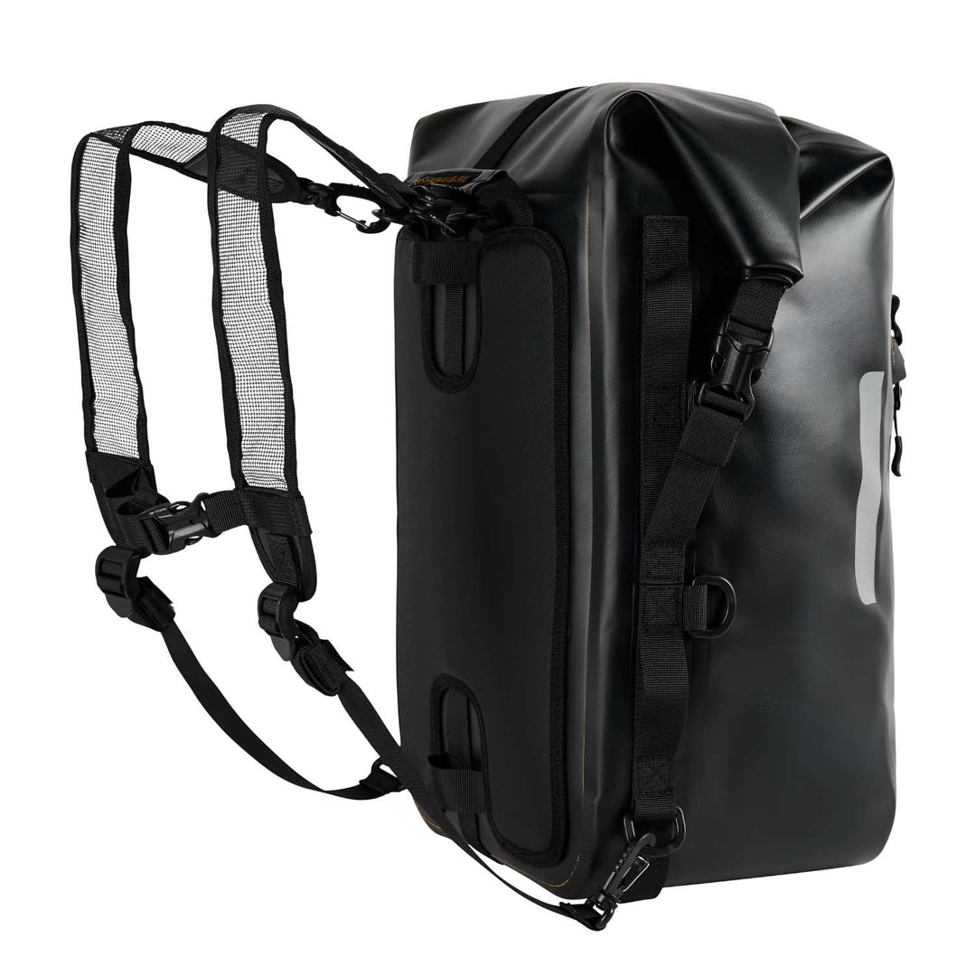 ODINSBERG Ragnarök 30L motorcycle dry bag carried as a waterproof backpack