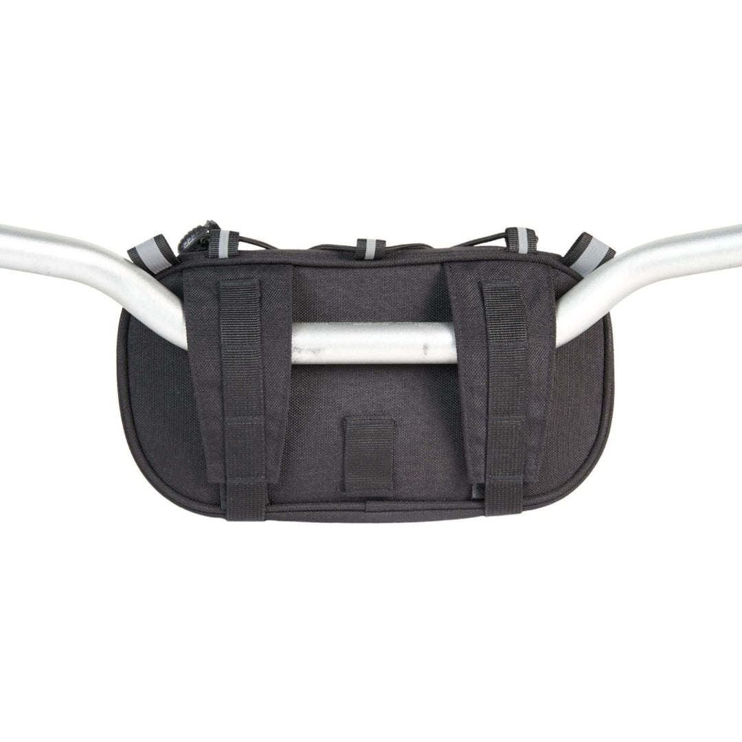 Valhalla 3L Bar Bag mounted on motorcycle handlebar